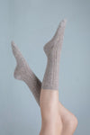 Cable Cashmere Socks - Oatmeal