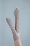 Cable Cashmere Socks - Oatmeal