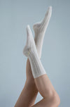 Cable Cashmere Socks - Cream