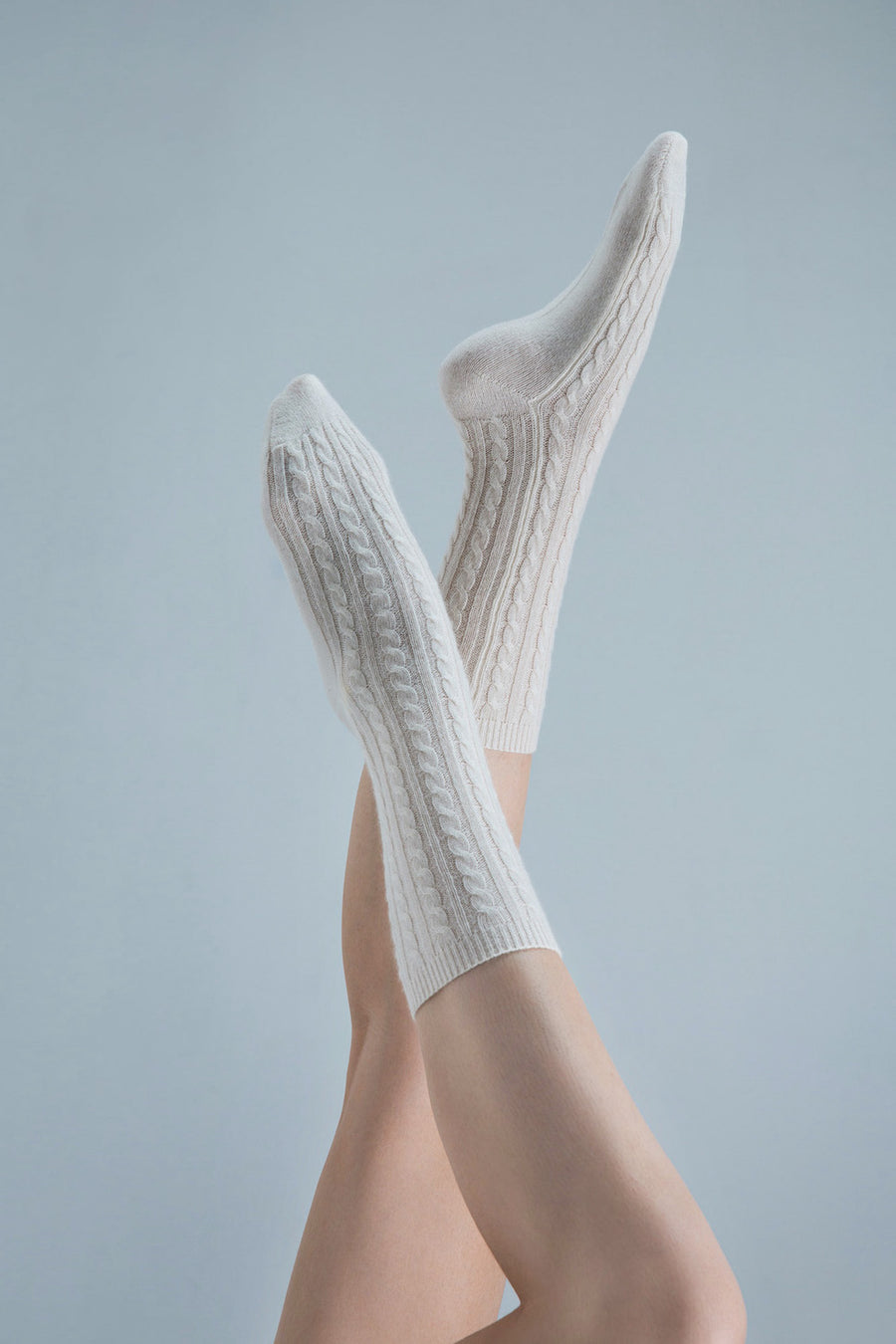 Cable Cashmere Socks - Cream